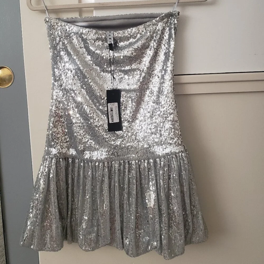 Motel Rocks - Rone mini dress silver sequin NWT XS - Picture 4 of 5